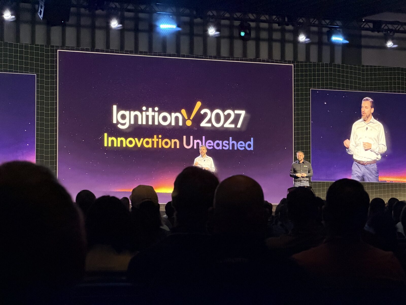 Keynote stage with the Ignition 2027 Innovation Unleashed slide